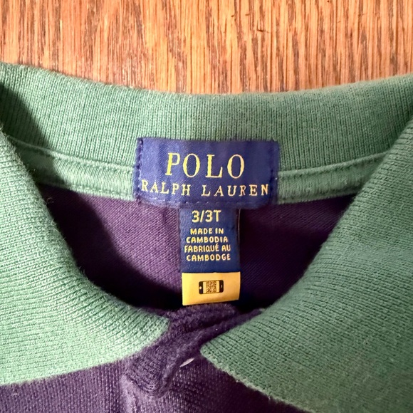 Polo by Ralph Lauren Toddler Boy Big Pony Navy Blue and Yellow Polo Shirt - Picture 4 of 4